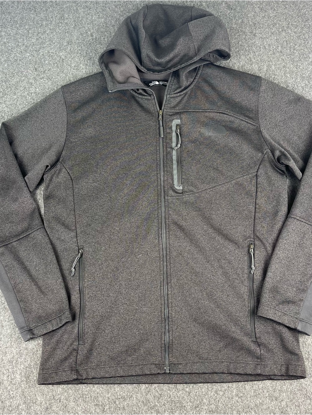 The North Face Hoodie Mens L Black Gray Canyonlands Full Zip Fleece Lined Jacket